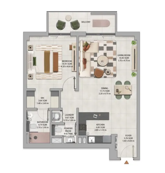 Floor Plan 1 Bedroom