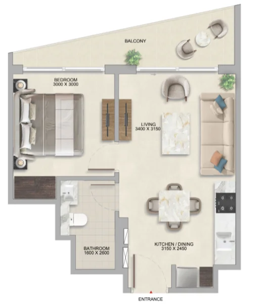 Floor Plan 1 Bedroom