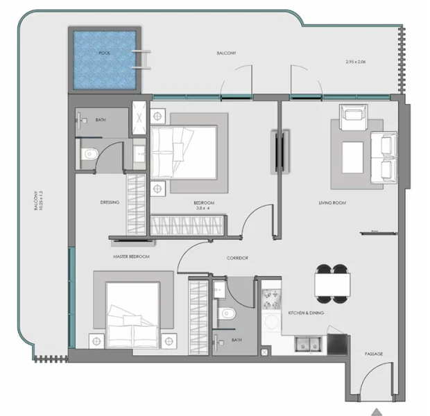 Floor Plan 2 Bedrooms 
