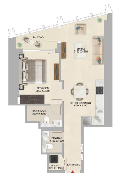 Floor Plan 1 Bedroom