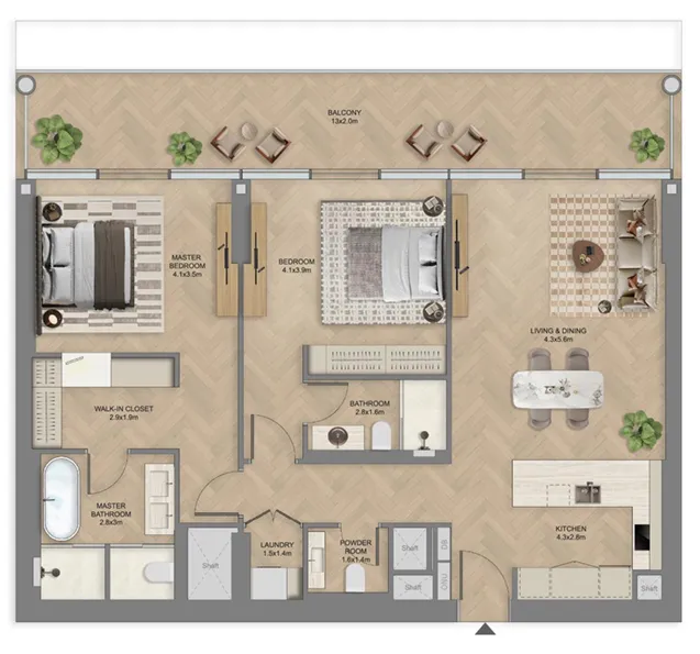 Floor Plan 2 Bedrooms 