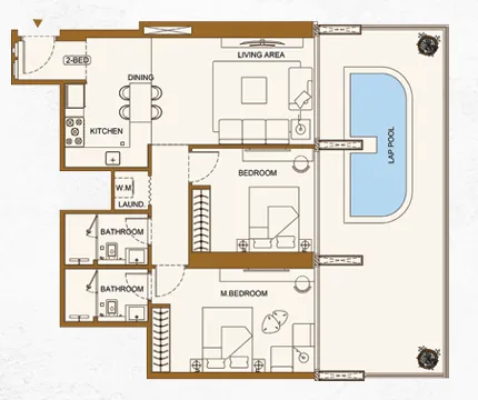 Floor Plan 2 Bedrooms Royale Suite