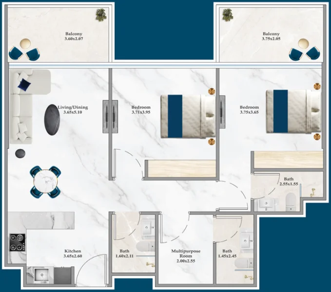 Floor Plan 2 Bedrooms 