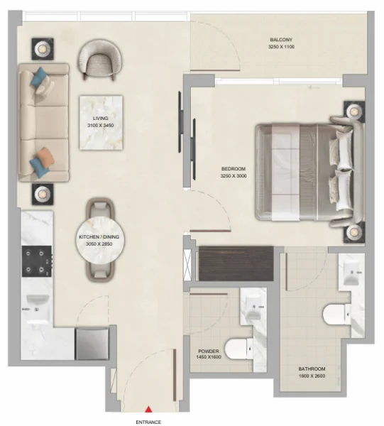 Floor Plan 1 Bedroom