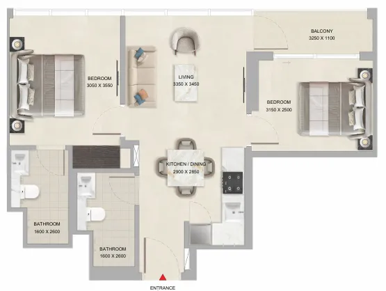 Floor Plan 2 Bedrooms 